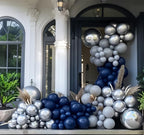 IXVAN Metallic Silver Balloons 145pc Set – 5in, 10in, 12in, 18in for Garlands & Arches