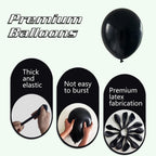 IXVAN Black Balloons Set 145pcs – 5in, 10in, 12in, 18in Latex Arch & Garland Kit