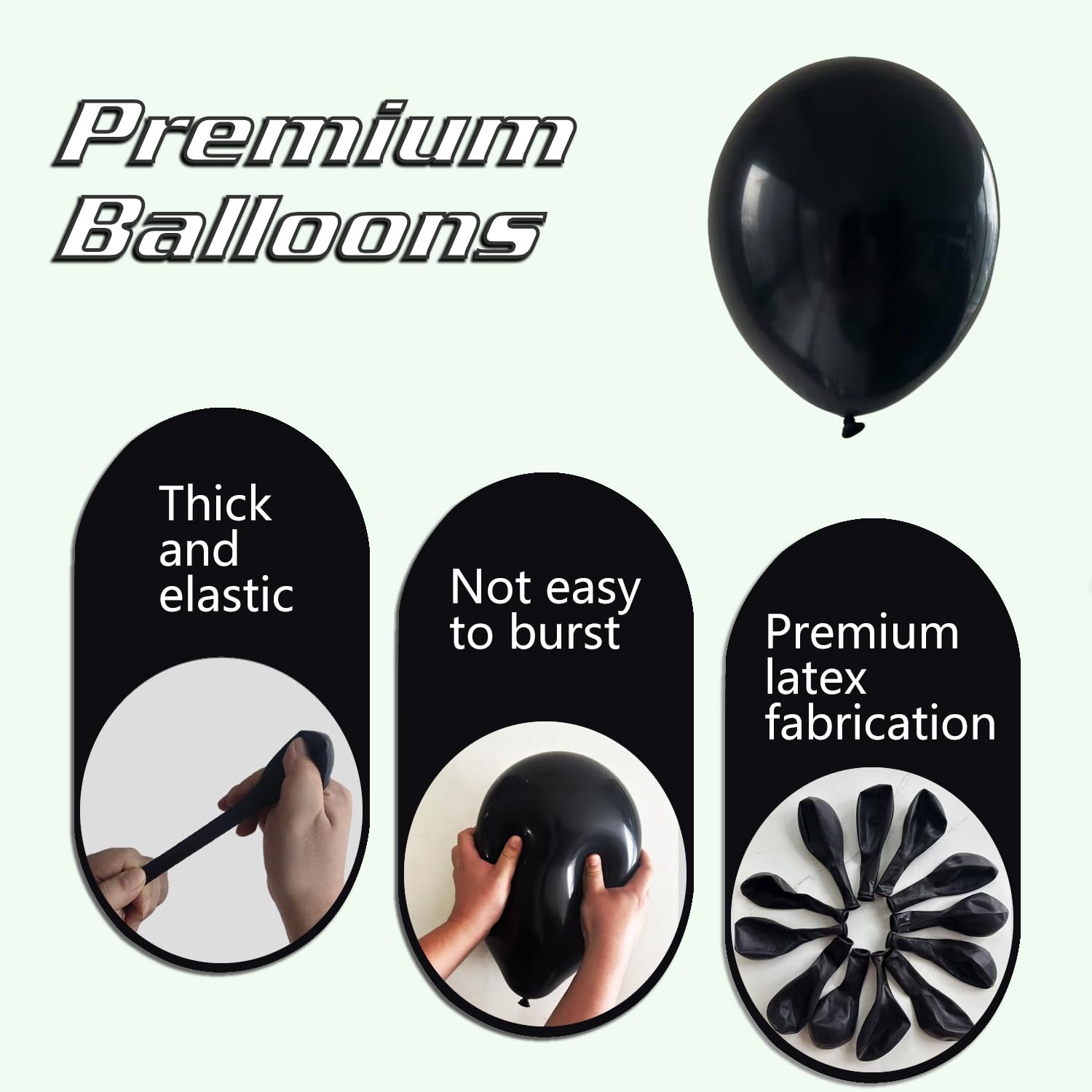 IXVAN Black Balloons Set 145pcs – 5in, 10in, 12in, 18in Latex Arch & Garland Kit