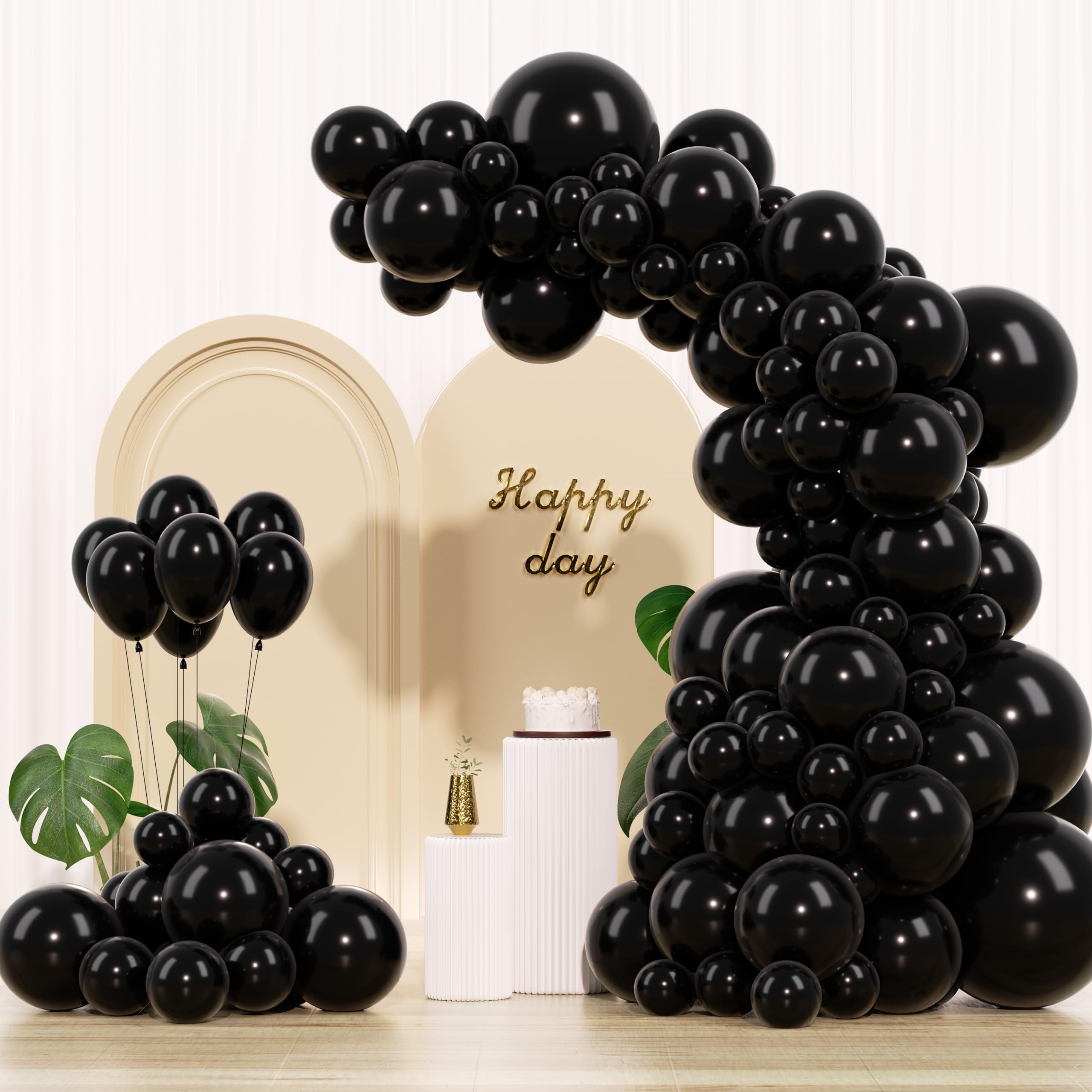 IXVAN Black Balloons Set 145pcs – 5in, 10in, 12in, 18in Latex Arch & Garland Kit