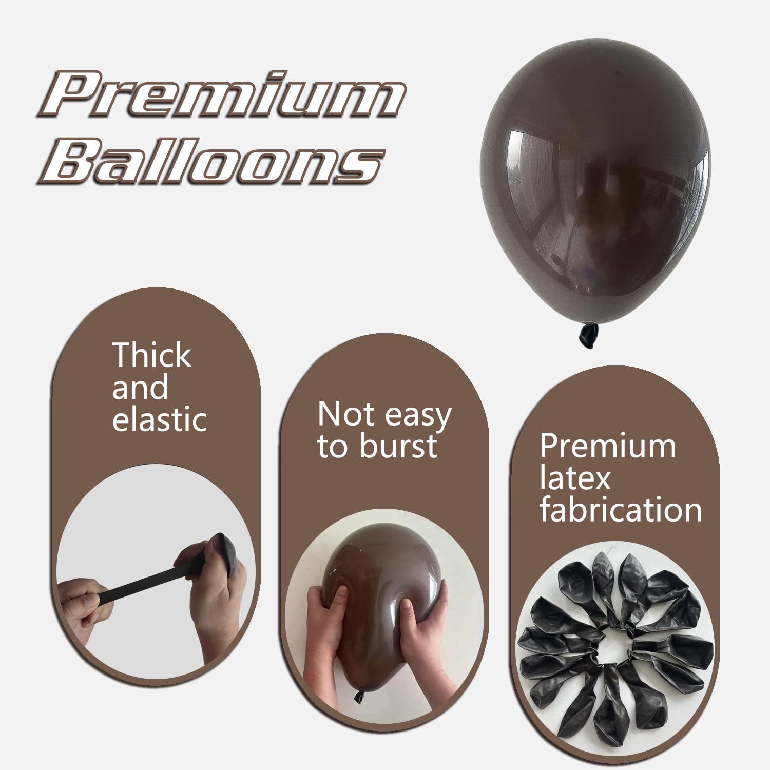 IXVAN Dark Brown Latex Balloons – 145pc Set for Arch Garland & Party Decor