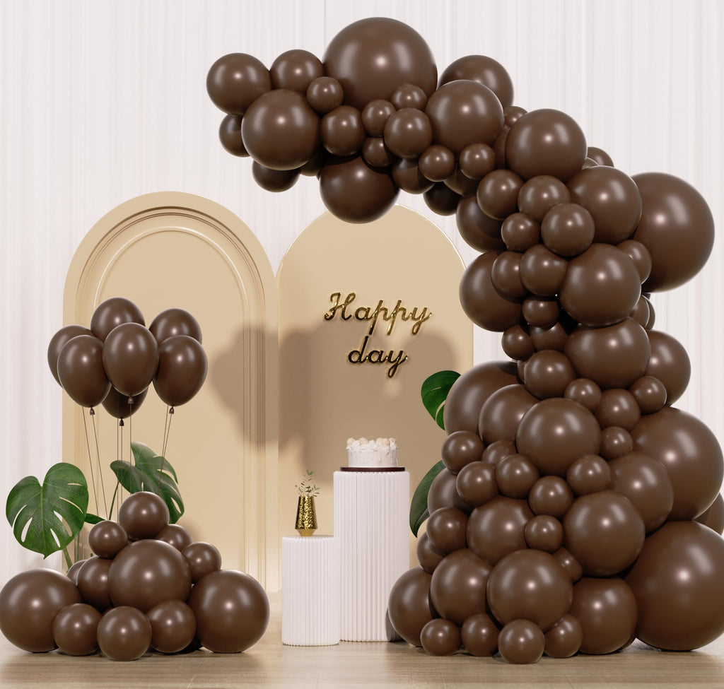 IXVAN Dark Brown Latex Balloons – 145pc Set for Arch Garland & Party Decor