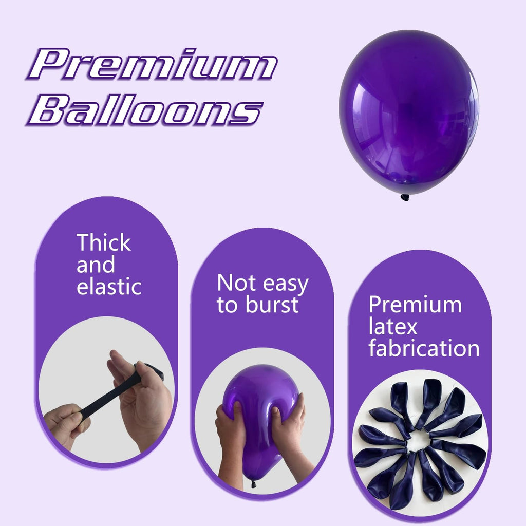 IXVAN Dark Purple Balloons Kit – 145pcs Latex Balloons for Arch Garlands (5in, 10in, 12in, 18in)