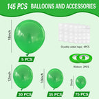 IXVAN Green Balloons 145pcs – 18/12/10/5in Set for Birthday, Wedding, Baby Shower