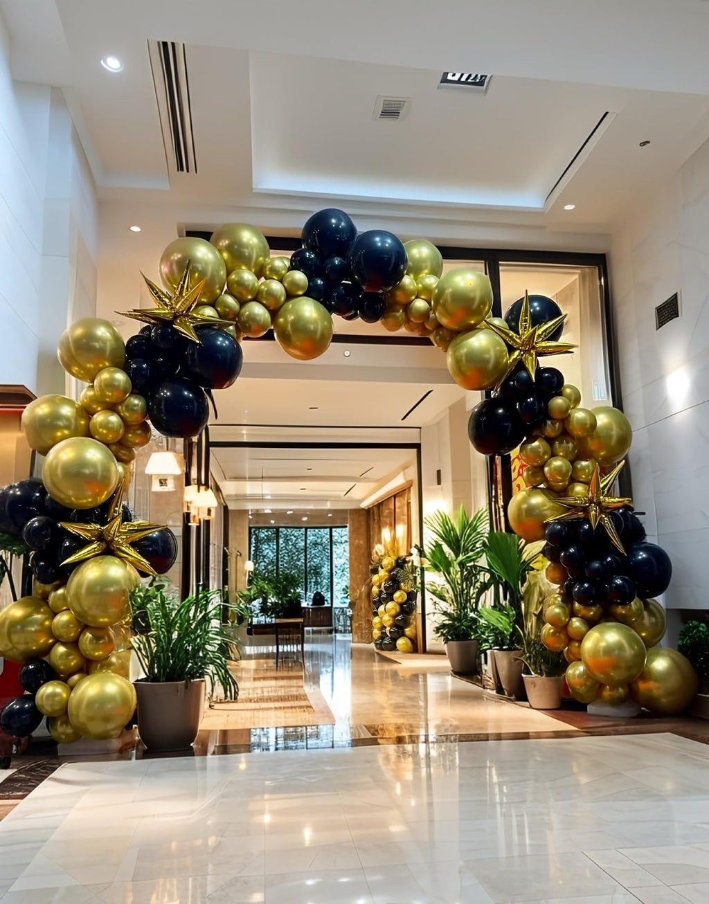 IXVAN Metallic Gold Balloons 145pcs – 5in, 10in, 12in, 18in Latex Balloon Kit for Weddings & Parties