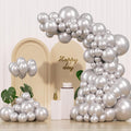 IXVAN Metallic Silver Balloons 145pc Set – 5in, 10in, 12in, 18in for Garlands & Arches