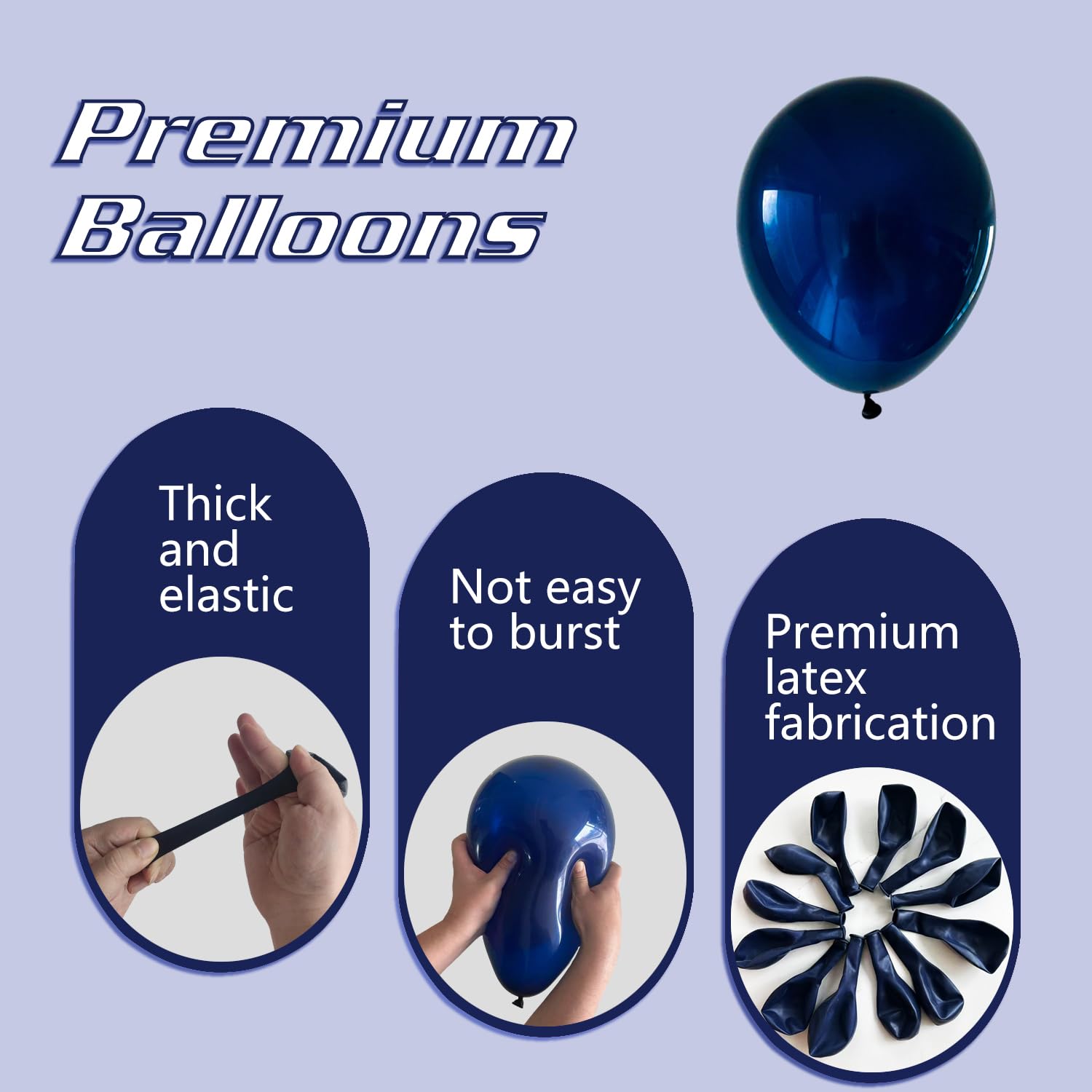 IXVAN Navy Blue Balloons 145pcs | Multi-Size Latex Arch Kit for Parties