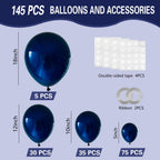 IXVAN Navy Blue Balloons 145pcs | Multi-Size Latex Arch Kit for Parties