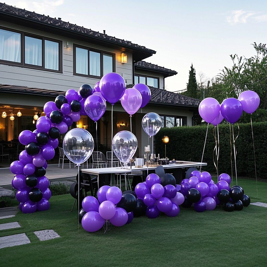 IXVAN Dark Purple Balloons Kit – 145pcs Latex Balloons for Arch Garlands (5in, 10in, 12in, 18in)