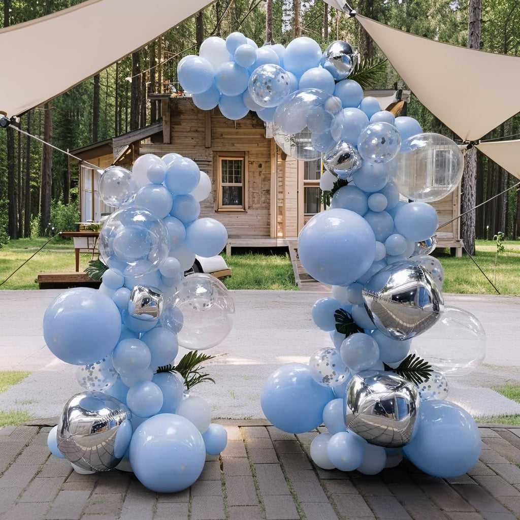 IXVAN Pastel Blue Balloons 145pcs – 18/12/10/5 Inch Balloon Garland Kit for Parties