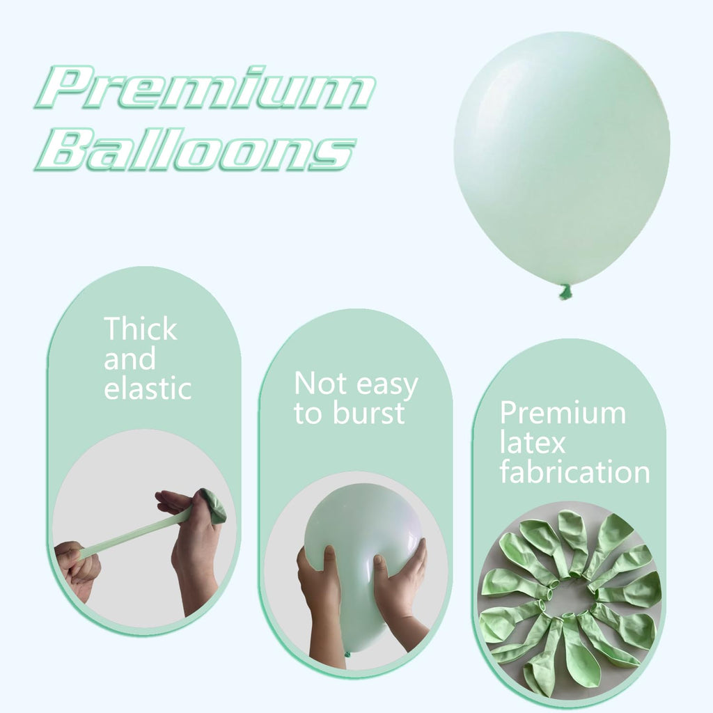 IXVAN Pastel Green Balloons 145pcs – Mixed Sizes 18/12/10/5 Inches for Balloon Garland Arch