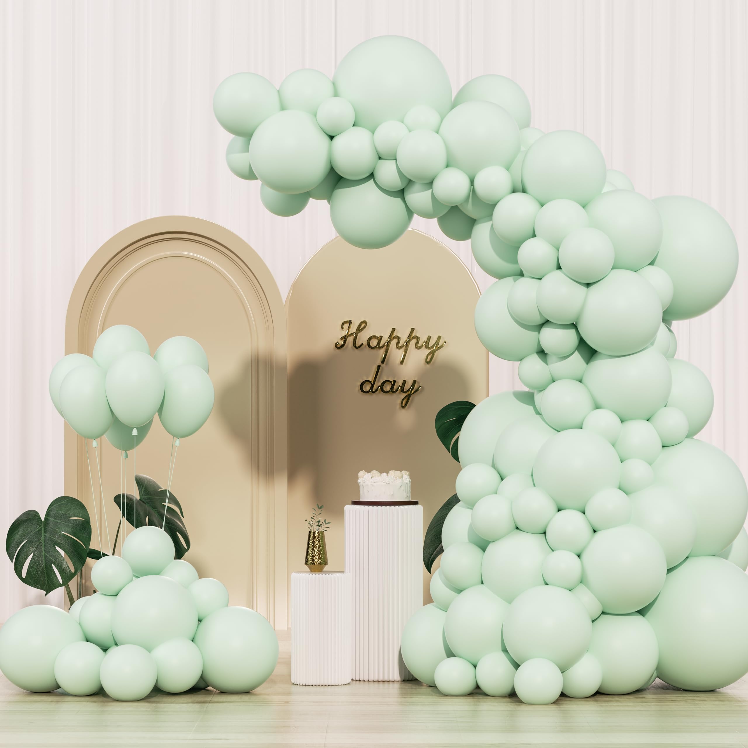IXVAN Pastel Green Balloons 145pcs – Mixed Sizes 18/12/10/5 Inches for Balloon Garland Arch