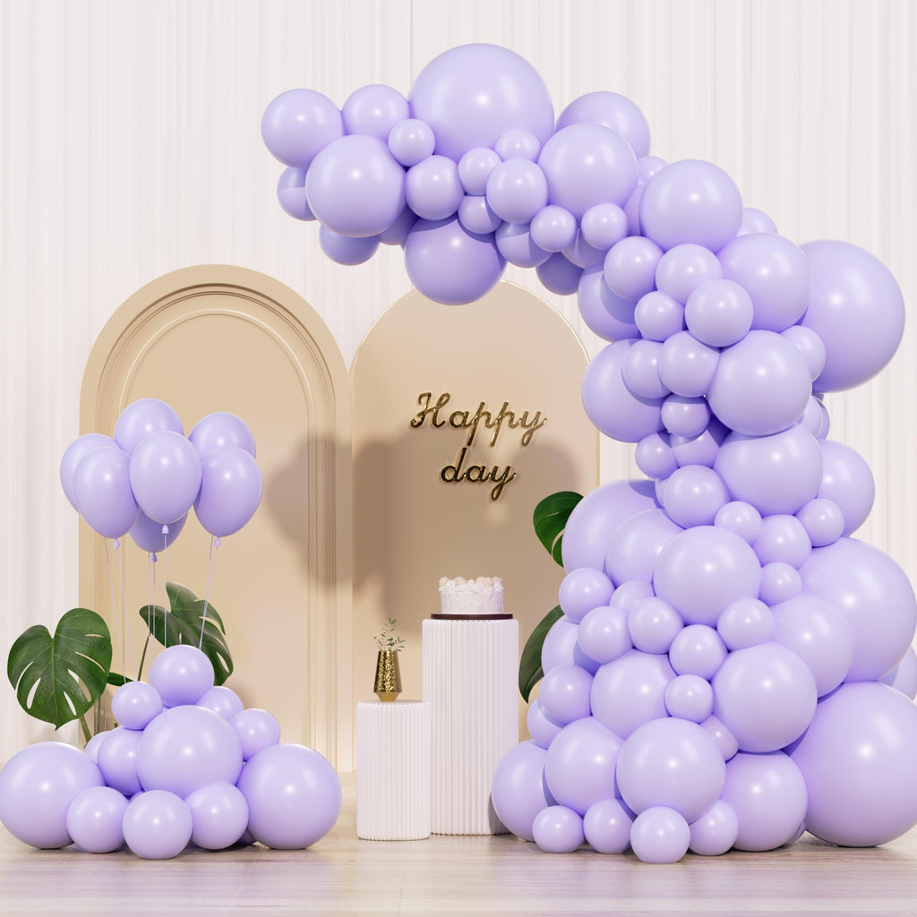 IXVAN Pastel Purple Balloons 145pcs – 18/12/10/5 Inch Latex Balloon Garland Kit for Parties