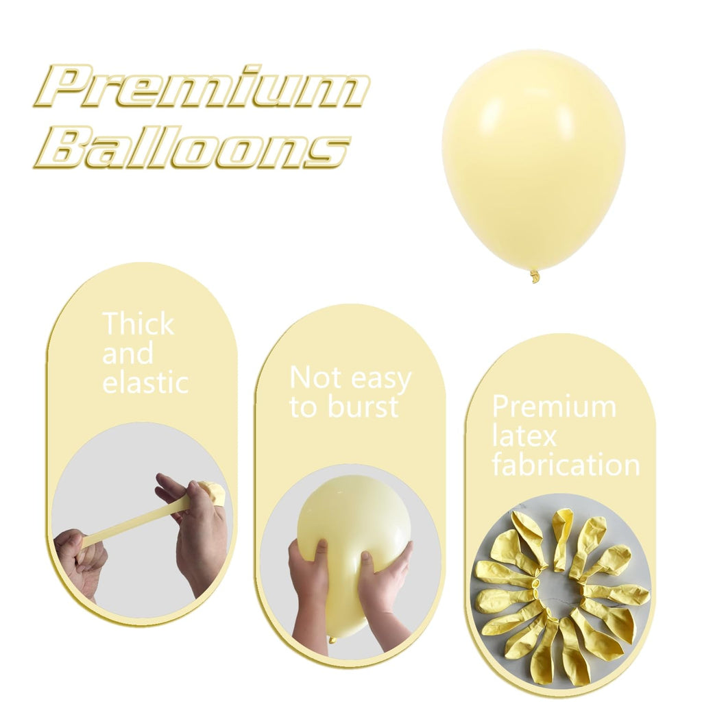 IXVAN Pastel Yellow Balloons – 145pc Set for Balloon Garland Arch (18/12/10/5 in)