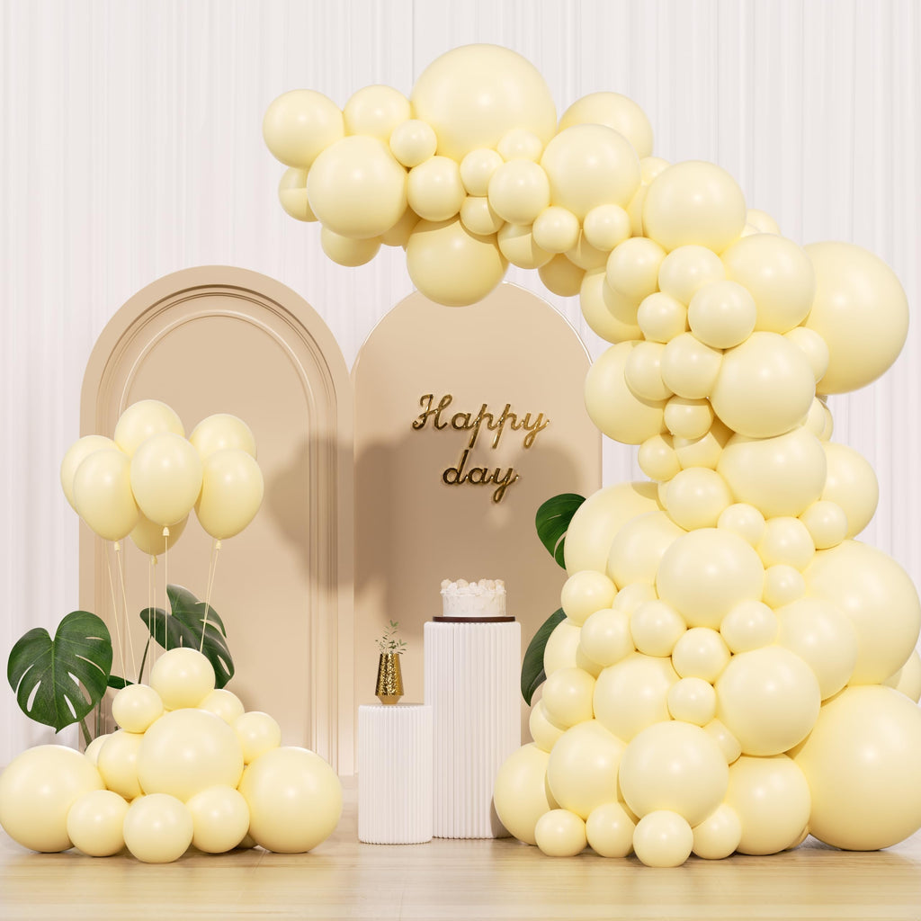 IXVAN Pastel Yellow Balloons – 145pc Set for Balloon Garland Arch (18/12/10/5 in)