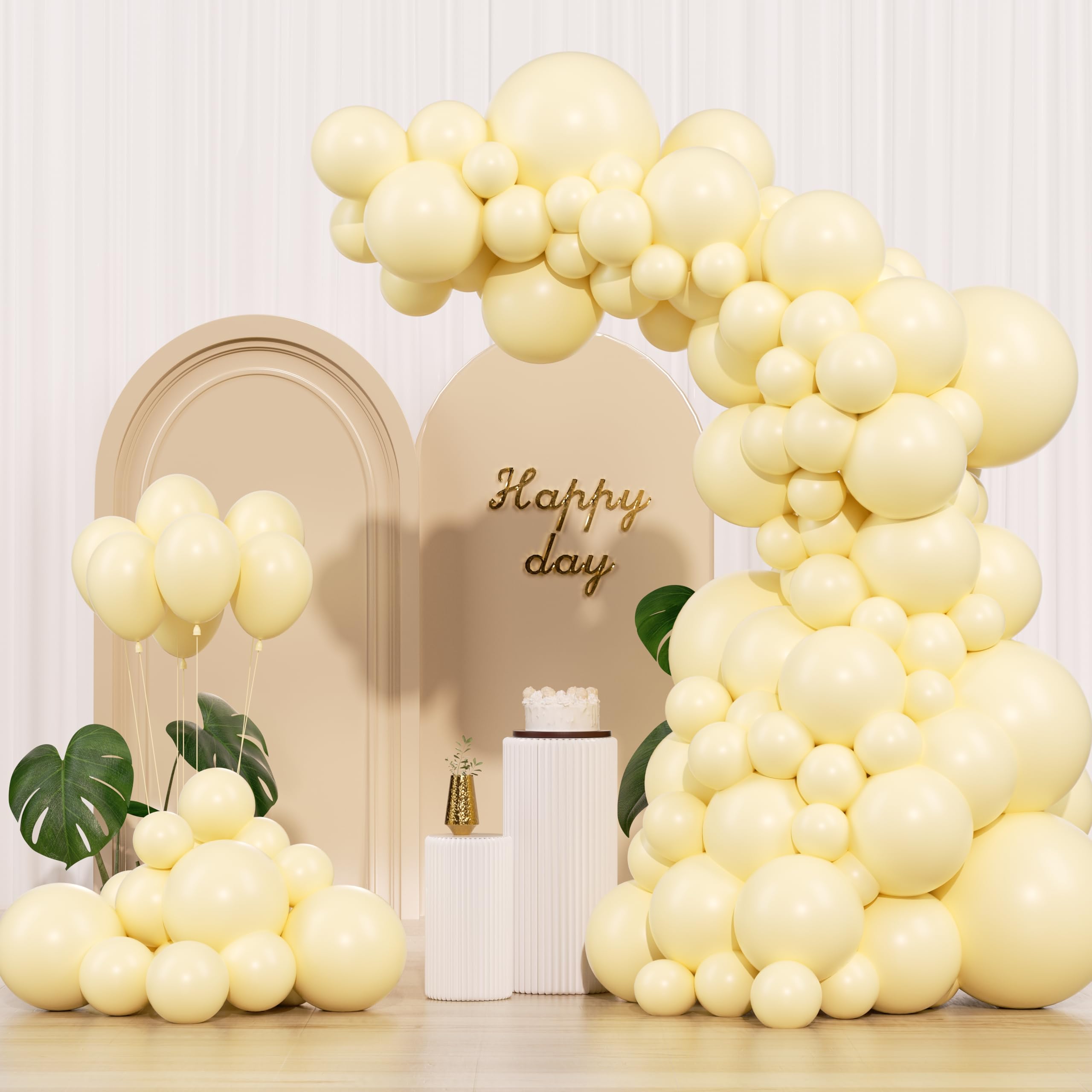 IXVAN Pastel Yellow Balloons – 145pc Set for Balloon Garland Arch (18/12/10/5 in)