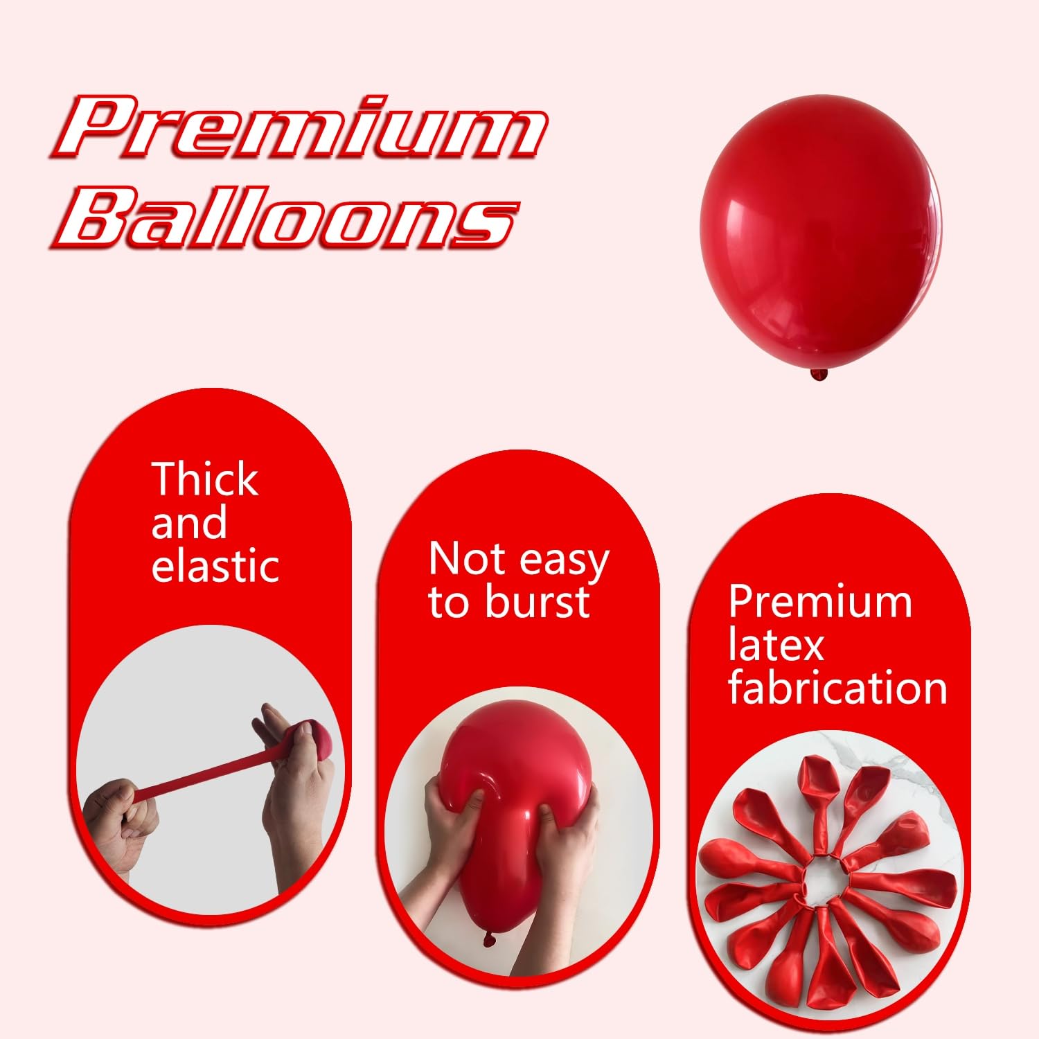 IXVAN Red Balloons 145pc Latex Balloon Arch Kit – 5in/10in/12in/18in for Weddings & Parties