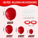 IXVAN Red Balloons 145pc Latex Balloon Arch Kit – 5in/10in/12in/18in for Weddings & Parties