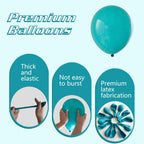 IXVAN Turquoise Blue Peacock Balloons 145pcs – Latex Balloon Arch Kit (5in, 10in, 12in, 18in) for Weddings & Parties