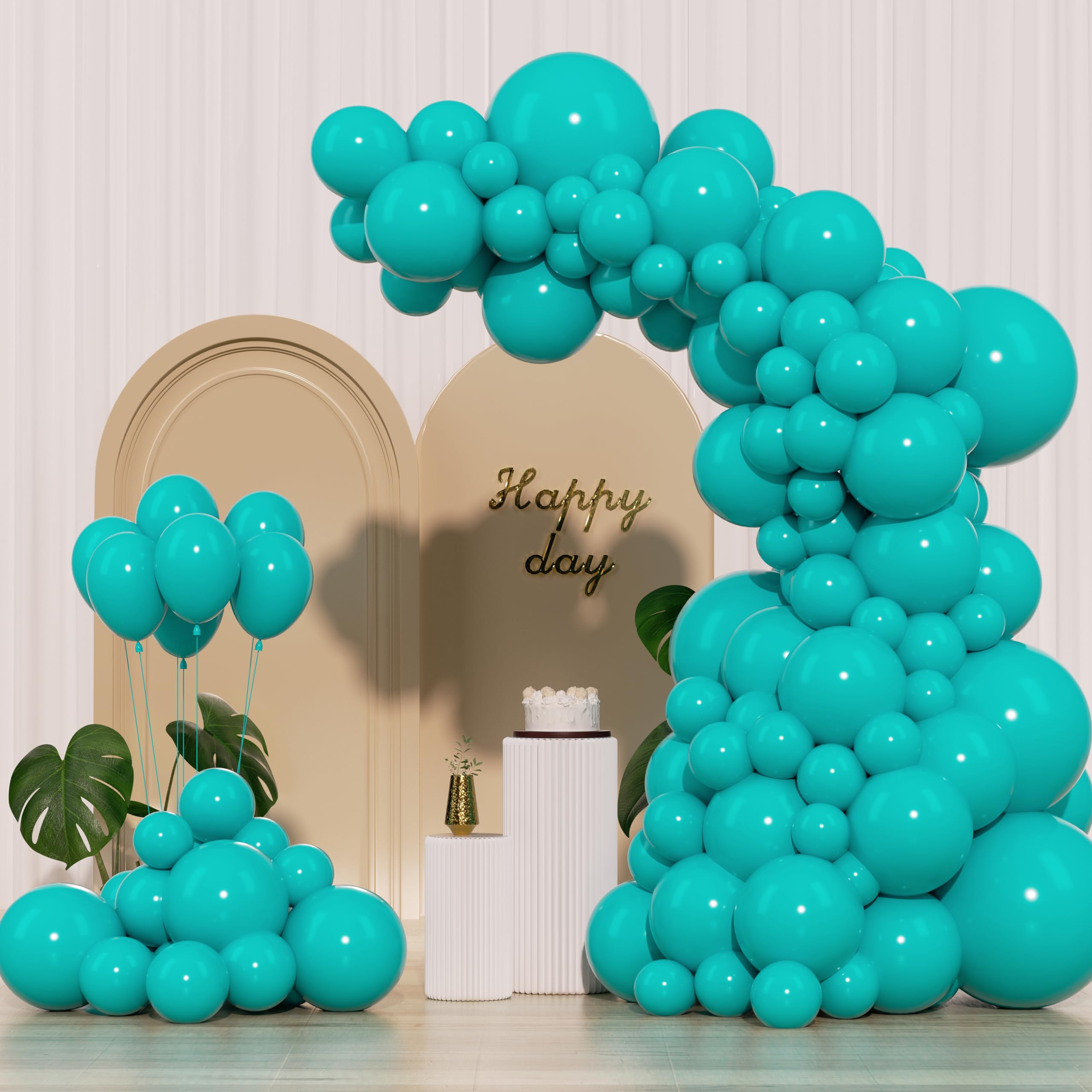 IXVAN Turquoise Blue Peacock Balloons 145pcs – Latex Balloon Arch Kit (5in, 10in, 12in, 18in) for Weddings & Parties