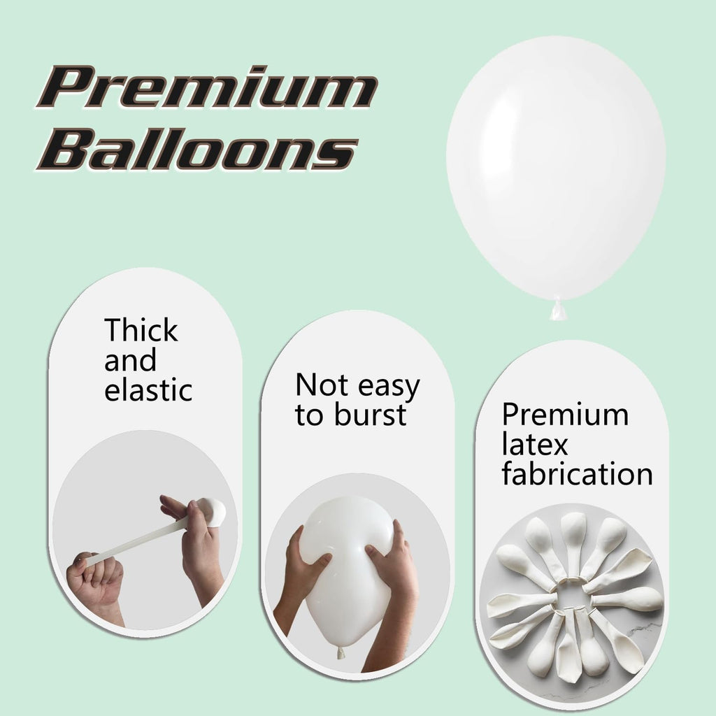 IXVAN White Balloons 145pcs - 5in, 10in, 12in, 18in for Arch Garlands | Graduation & Wedding