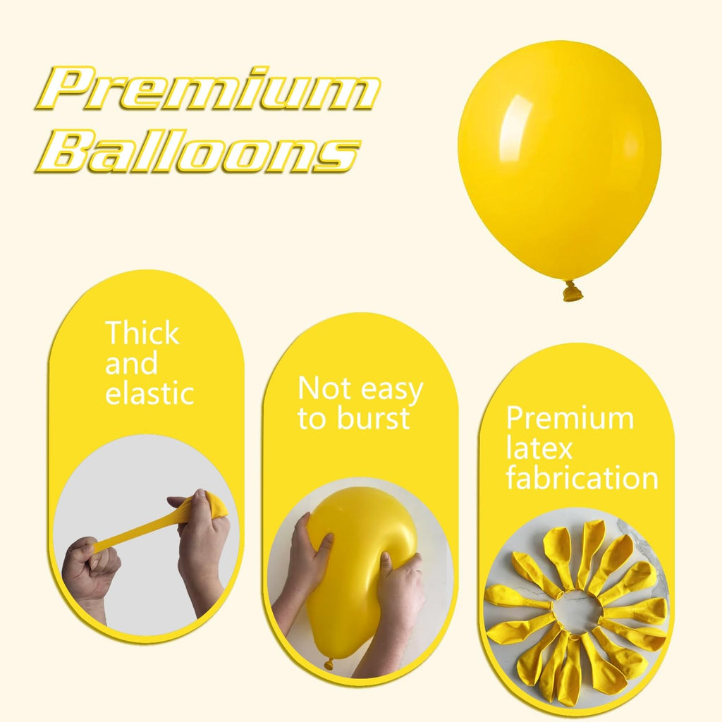 IXVAN Yellow Balloons 145pcs – Latex Arch Kit (18/12/10/5in) for Party Decor