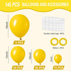 IXVAN Yellow Balloons 145pcs – Latex Arch Kit (18/12/10/5in) for Party Decor