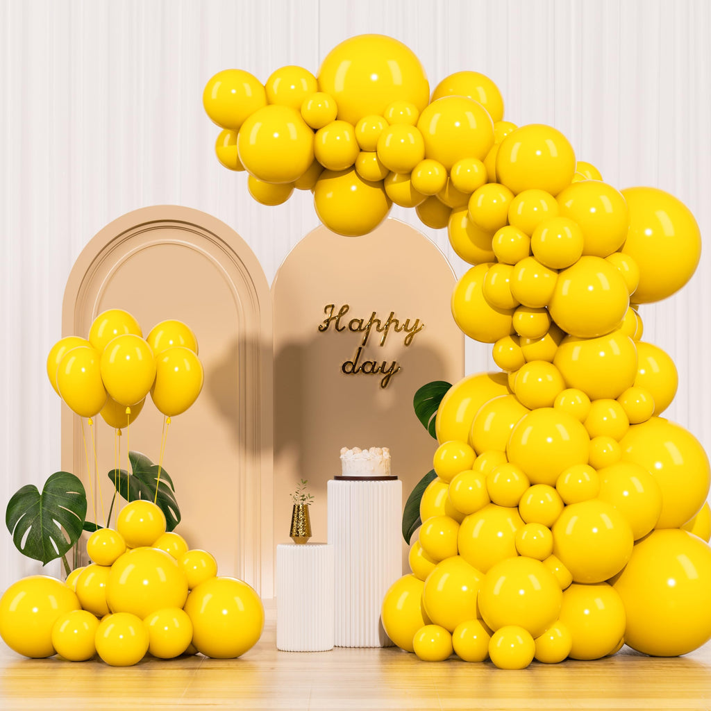 IXVAN Yellow Balloons 145pcs – Latex Arch Kit (18/12/10/5in) for Party Decor