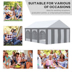 Outsunny 6 x 4m Galvanised Party Tent, Marquee Gazebo with Sides, Six Windows and Double Doors, for Parties, Wedding and Events