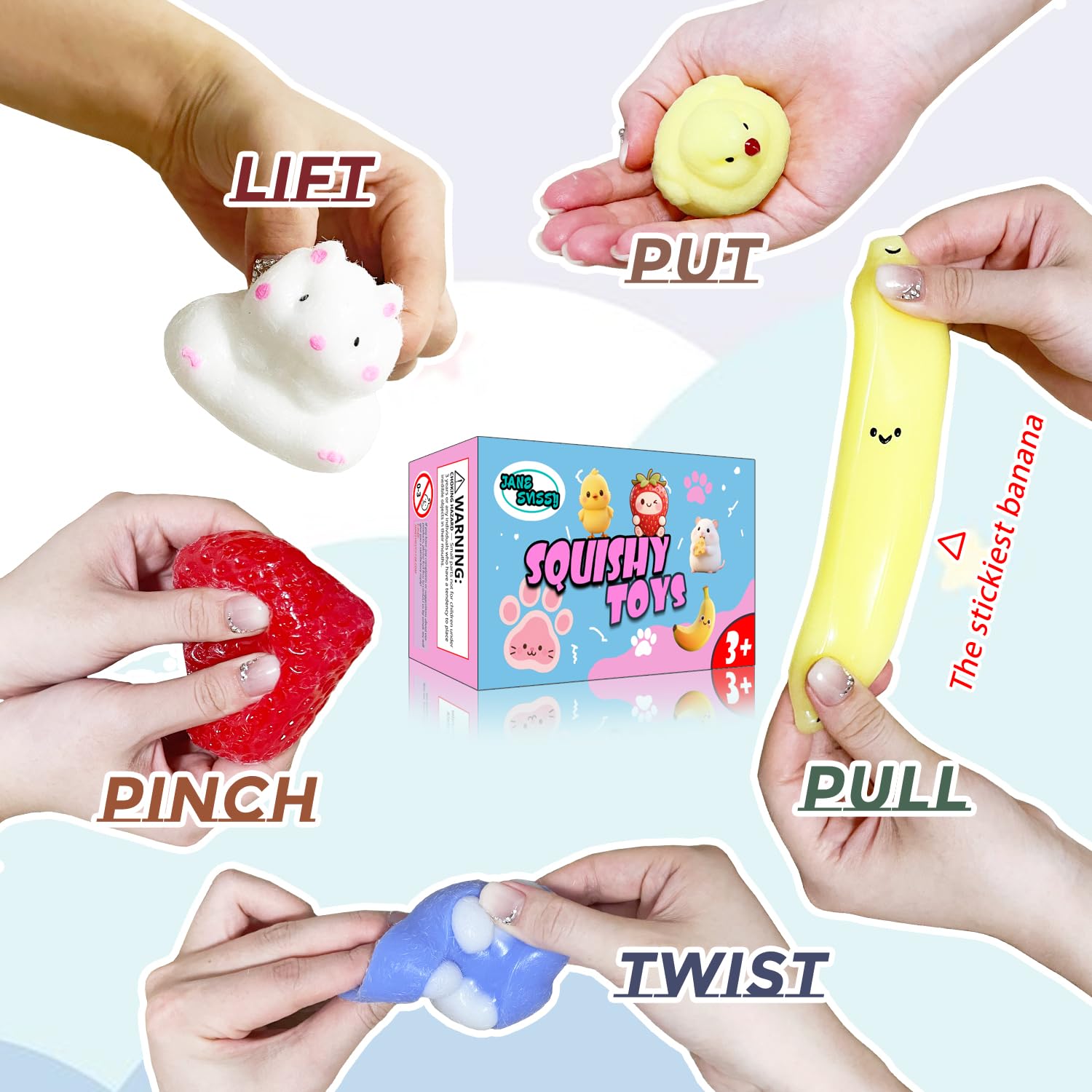 JANESVISSY 8 Pcs Taba Squishies Pack – Colorful Silicone Fidget Toys for Kids & Party Favors