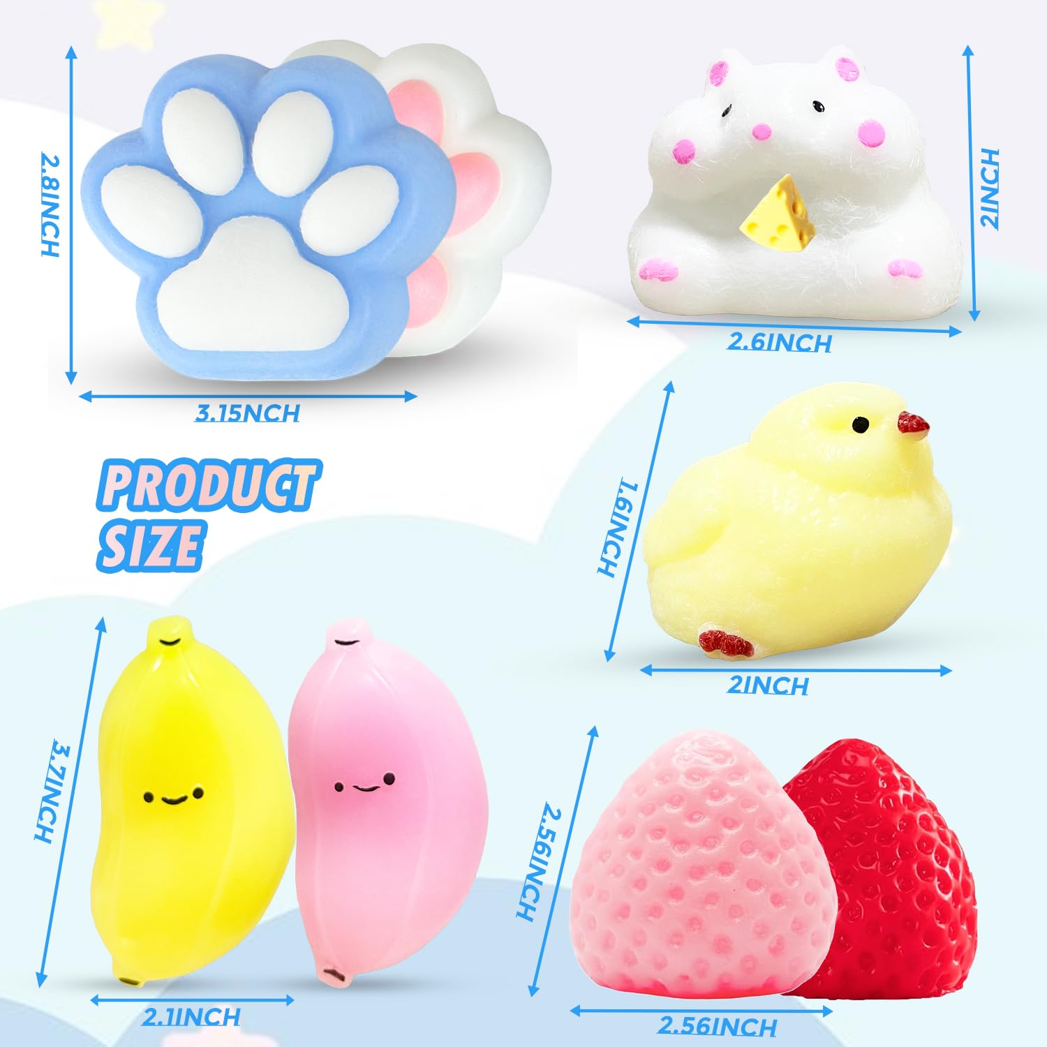 JANESVISSY 8 Pcs Taba Squishies Pack – Colorful Silicone Fidget Toys for Kids & Party Favors