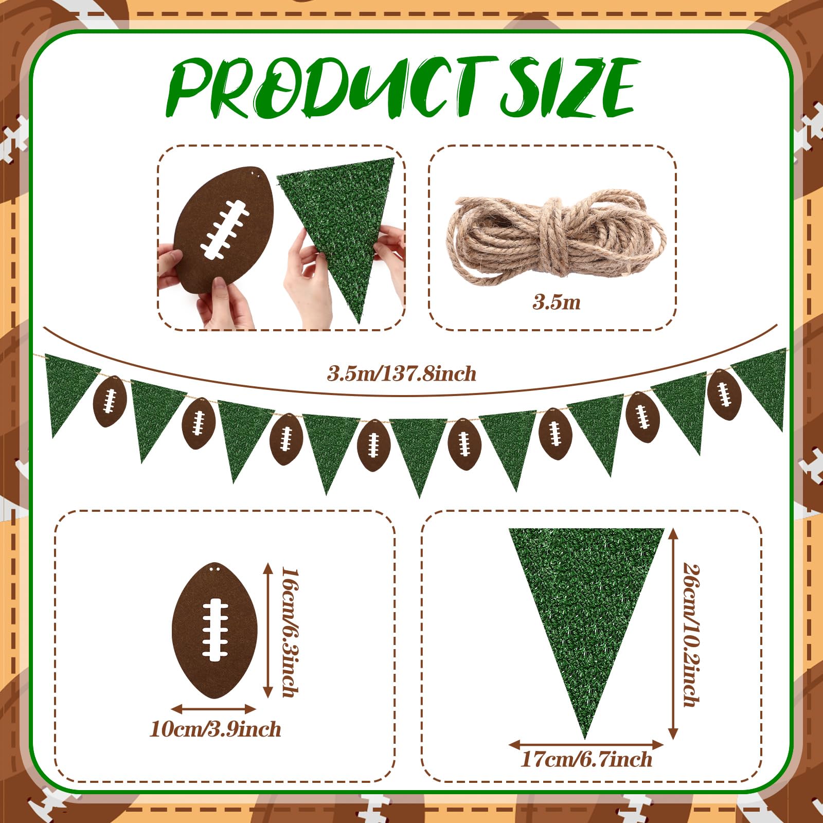 Janinka 11.5ft Football Party Decorations – Felt Flags & Footballs Garland