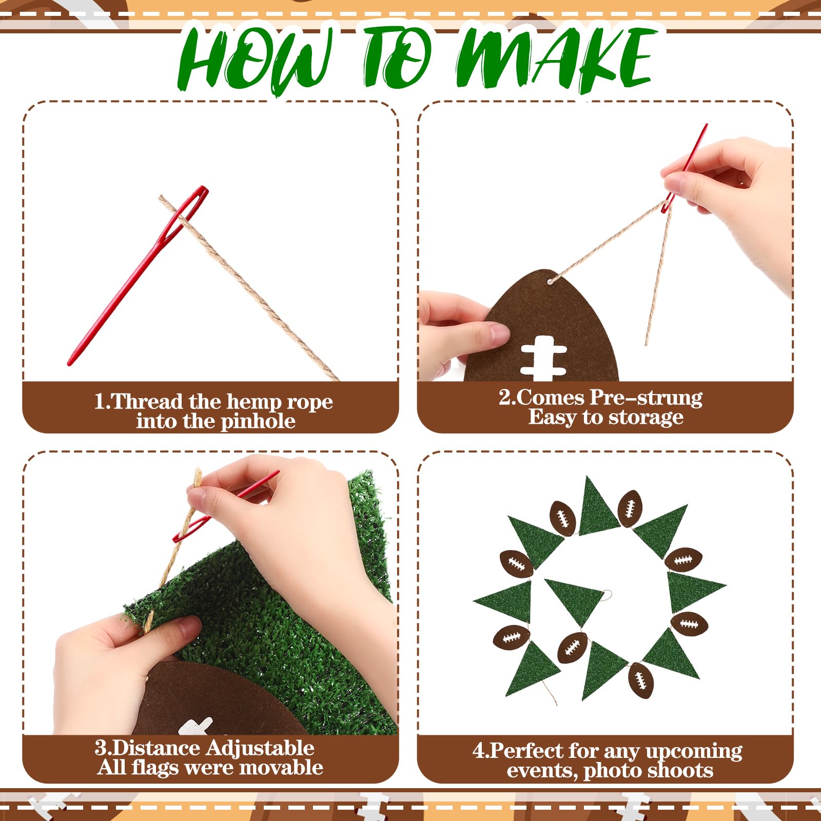 Janinka 11.5ft Football Party Decorations – Felt Flags & Footballs Garland