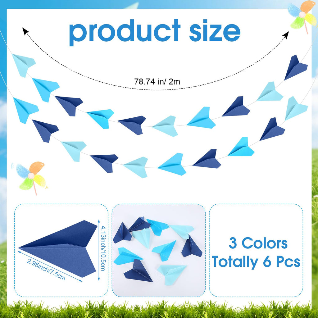 Janlaugh 6 Pcs Airplane Garland - 3D Colorful Paper Plane Banner for Parties, Travel, and Classrooms