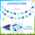 Janlaugh 6 Pcs Airplane Garland - 3D Colorful Paper Plane Banner for Parties, Travel, and Classrooms