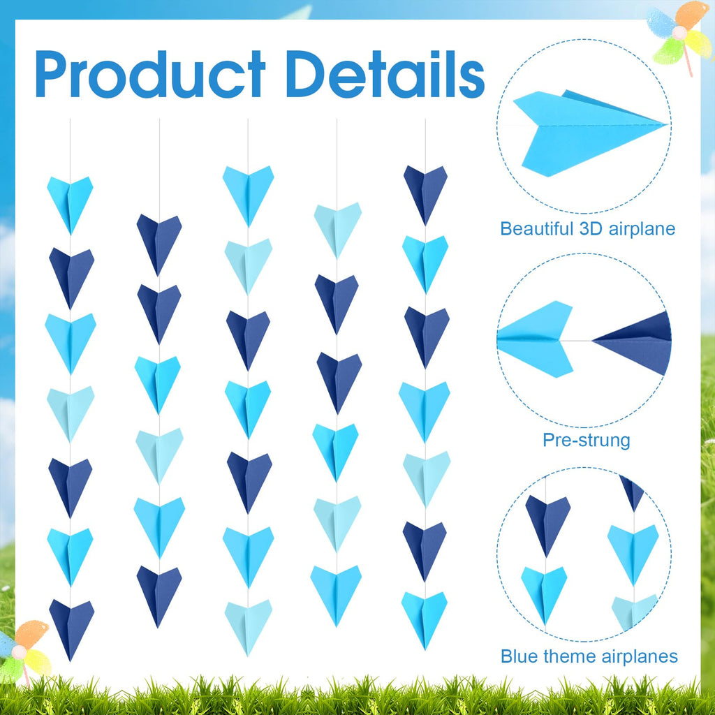 Janlaugh 6 Pcs Airplane Garland - 3D Colorful Paper Plane Banner for Parties, Travel, and Classrooms
