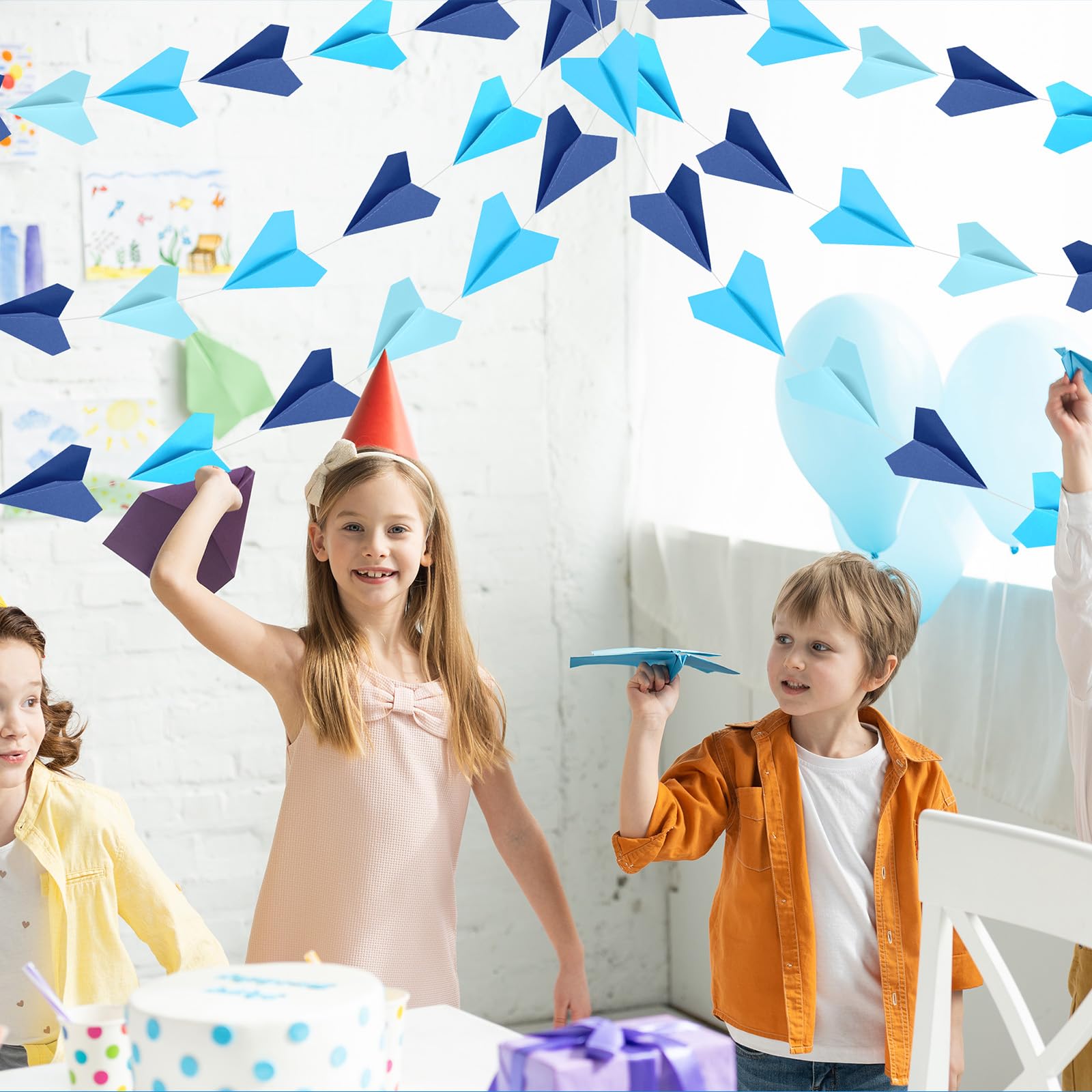 Janlaugh 6 Pcs Airplane Garland - 3D Colorful Paper Plane Banner for Parties, Travel, and Classrooms