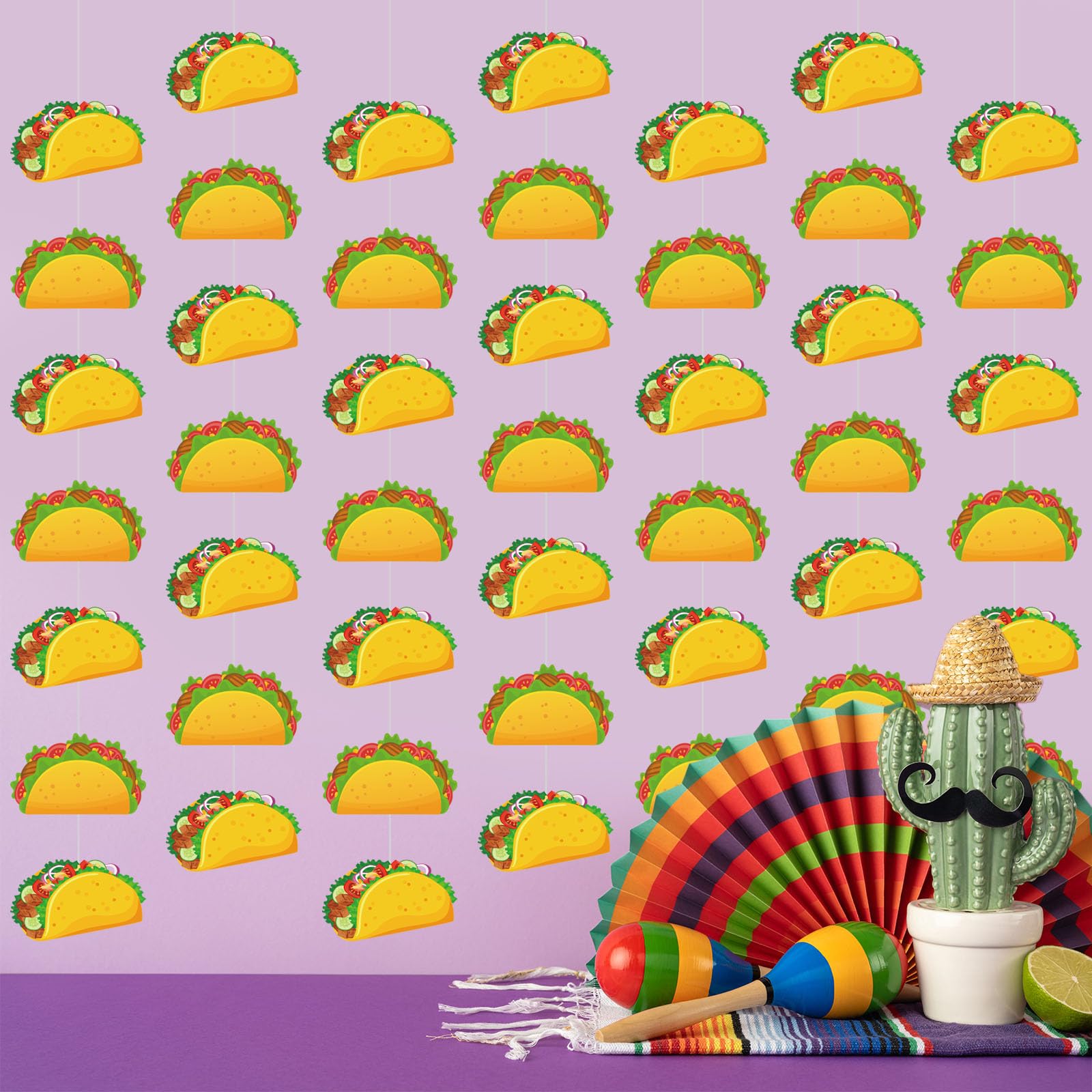 Janlaugh 8 Pcs Taco Banner Garland Fiesta Cinco de Mayo Party Decor