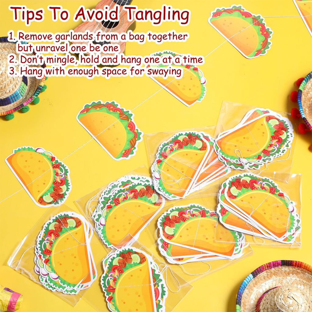 Janlaugh 8 Pcs Taco Banner Garland Fiesta Cinco de Mayo Party Decor