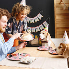JarThenaAMCS 96-Piece Dog Birthday Tableware Set – 24 Dinner Plates, 24 Dessert Plates, 24 Napkins, 24 Forks