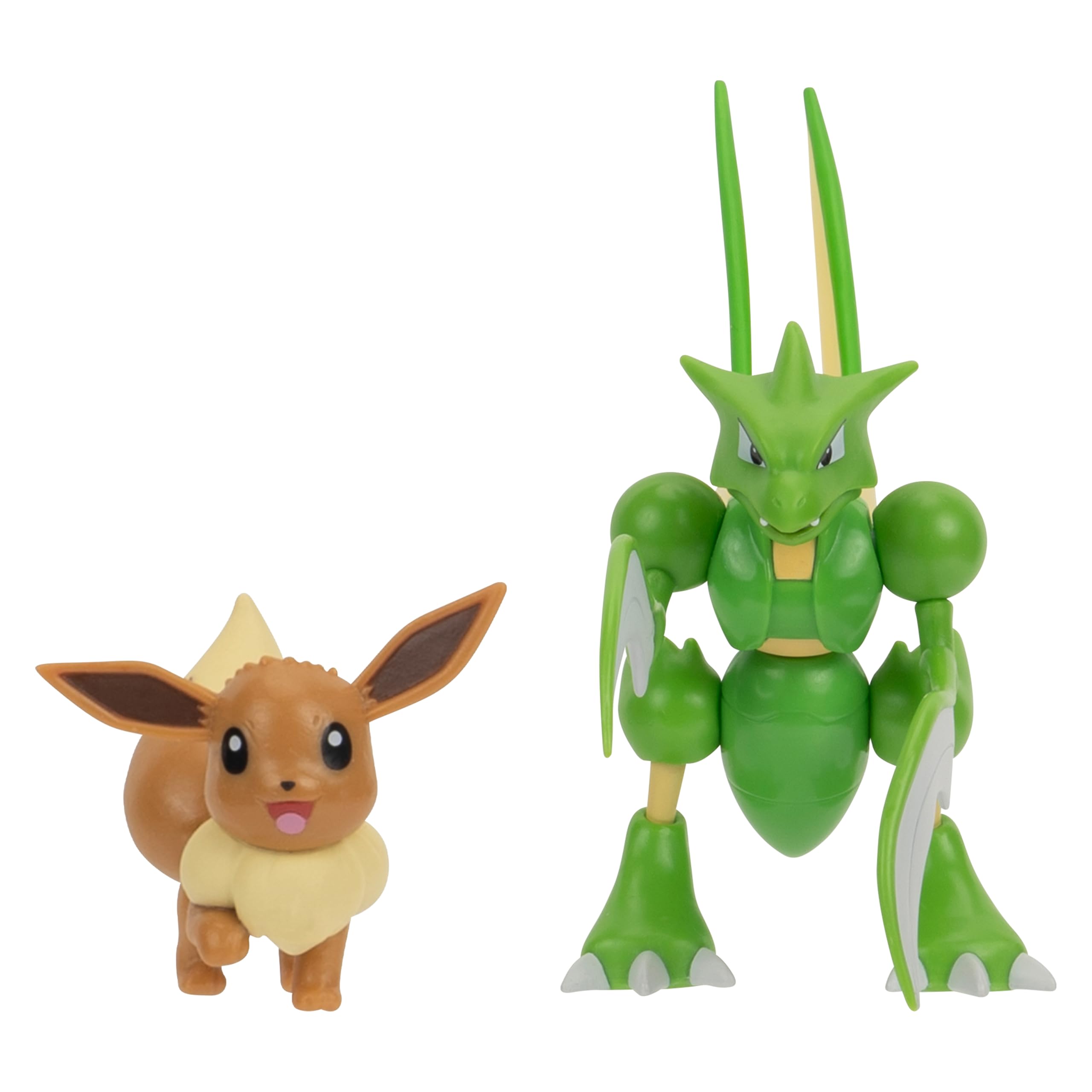 Jazwares Pokemon Battle Figure 2 Pack – Eevee (2-Inch) & Scyther (4.5-Inch) Battle Figures