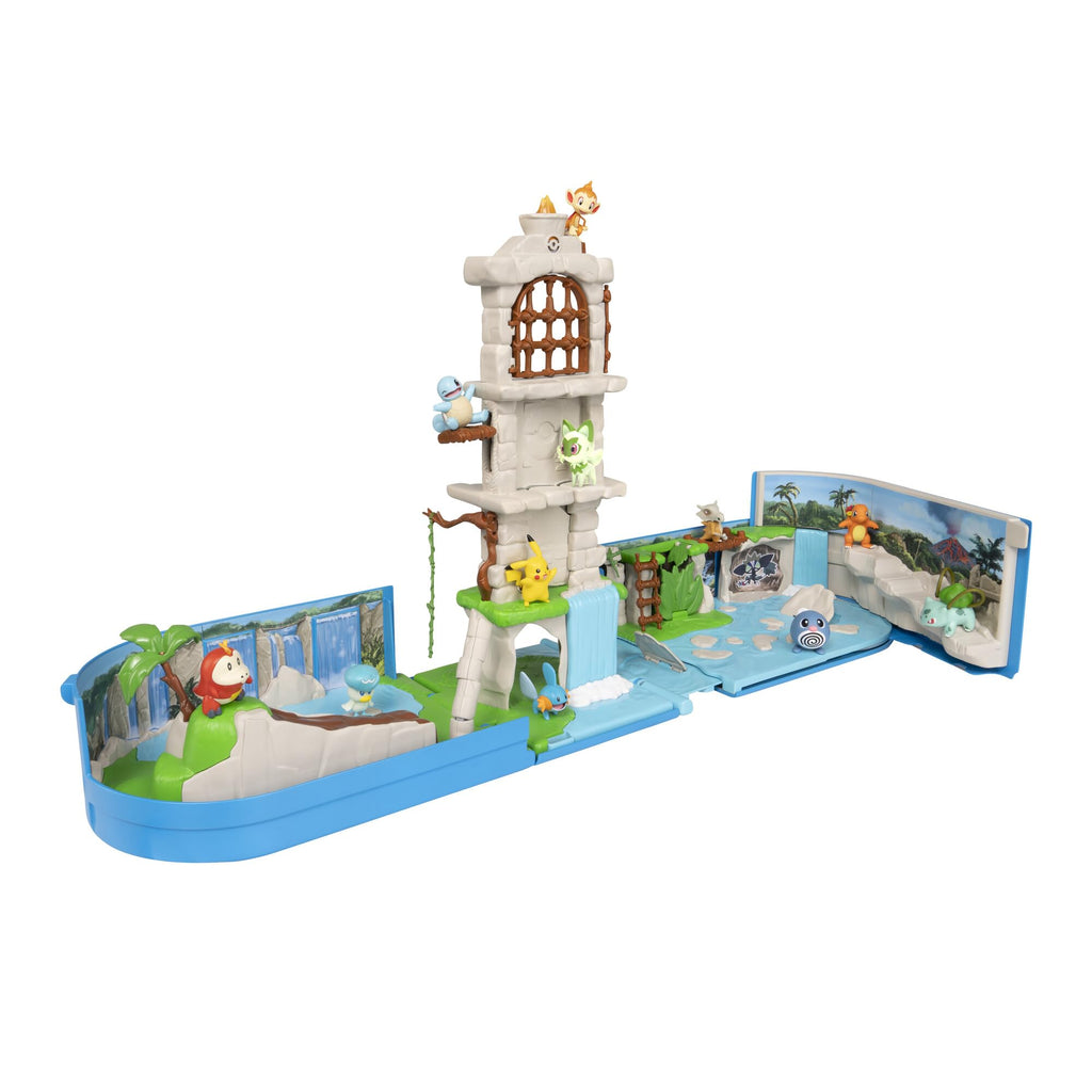 Jazwares Pokemon Carry Case Battle Ruins Playset — Portable Backpack with 2-Inch Pikachu