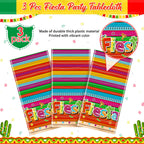 Jectivs 3-Piece Mexican Fiesta Tablecloth Set — 54 x 108 in, Cinco de Mayo Party Decor