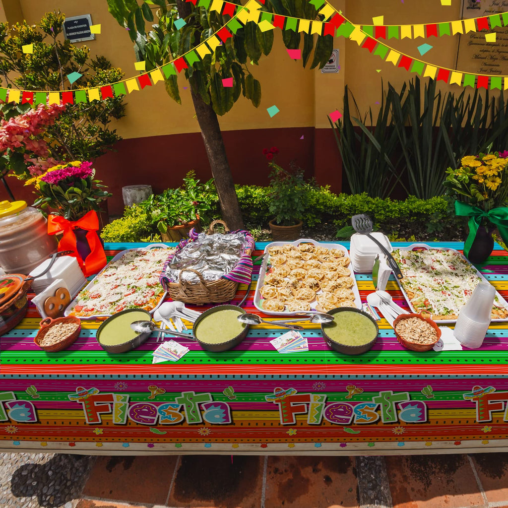 Jectivs 3-Piece Mexican Fiesta Tablecloth Set — 54 x 108 in, Cinco de Mayo Party Decor