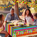 Jectivs 3-Piece Mexican Fiesta Tablecloth Set — 54 x 108 in, Cinco de Mayo Party Decor