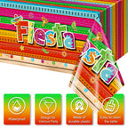 Jectivs 3-Piece Mexican Fiesta Tablecloth Set — 54 x 108 in, Cinco de Mayo Party Decor