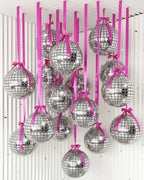 Jenaai 22-Inch Round Foil Balloons — 30-Pack with Satin Bows for Ceiling Decor (Disco)