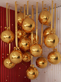 Jenaai 30-Set 22-Inch Gold 4D Round Foil Balloons with Satin Bows – Giant Ceiling Decor for Holidays & Celebrations