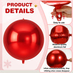 Jenaai 30-Piece 22-Inch Red 4D Round Foil Balloons with Satin Bows – Giant Party Decor for Valentine’s Day, Weddings & More