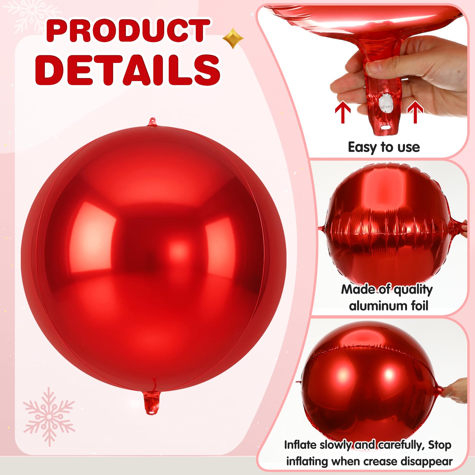 Jenaai 30-Piece 22-Inch Red 4D Round Foil Balloons with Satin Bows – Giant Party Decor for Valentine’s Day, Weddings & More
